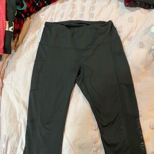 Black High-Waisted Leggings with Sheer Leg Panel
